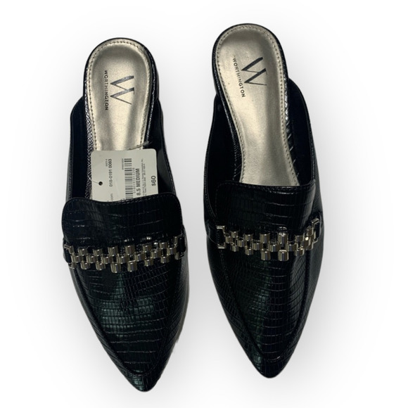 WORTHINGTON Camden Black Decorative Flat Mule Size 6.5 NIB - Picture 2 of 8
